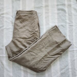 Taupe Tan Linen Straight Leg Trouser Pants Size 10